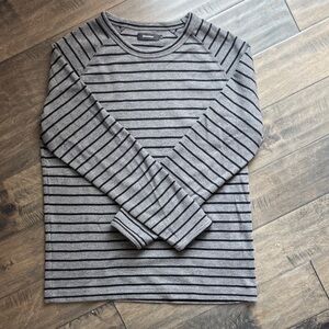 Matinique Charcoal and Black Striped Long Sleeve Tee